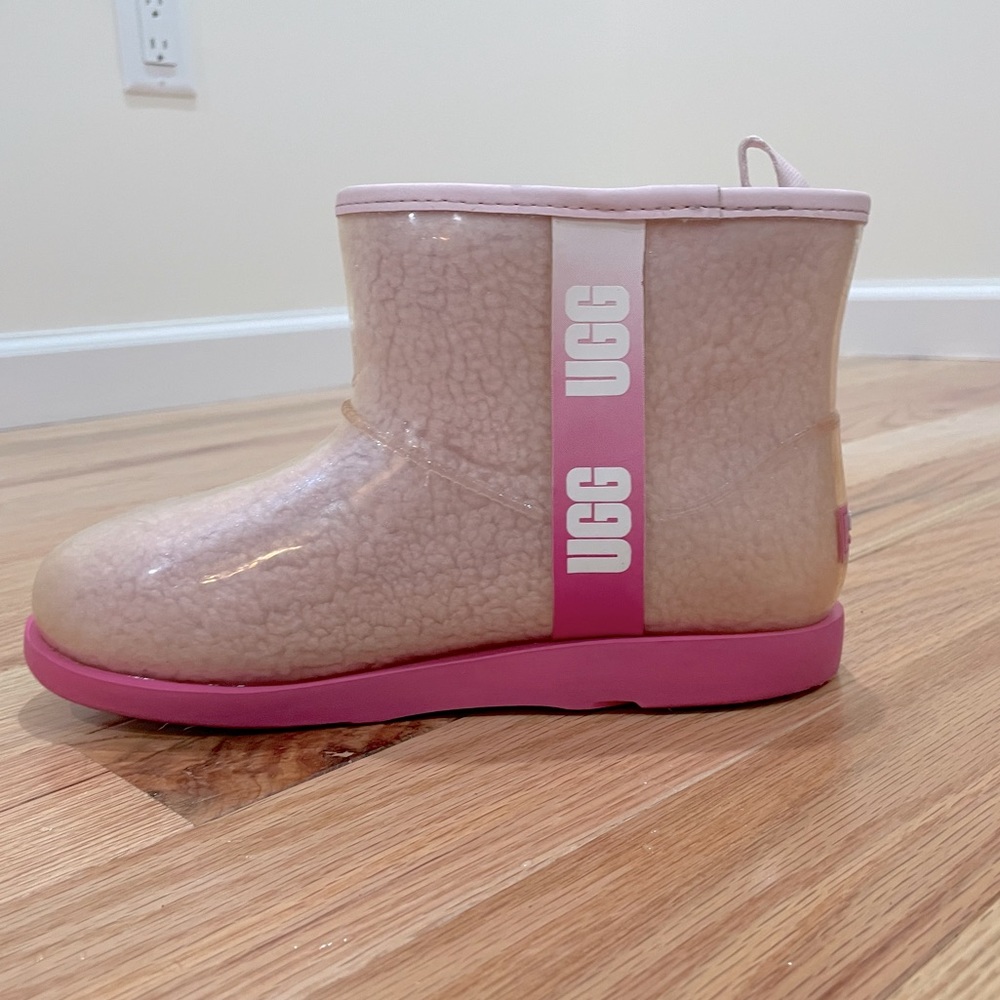 UGG Womens Classic Clear Mini Boots Waterproof Snow Shoes Pink Combo Sz US6